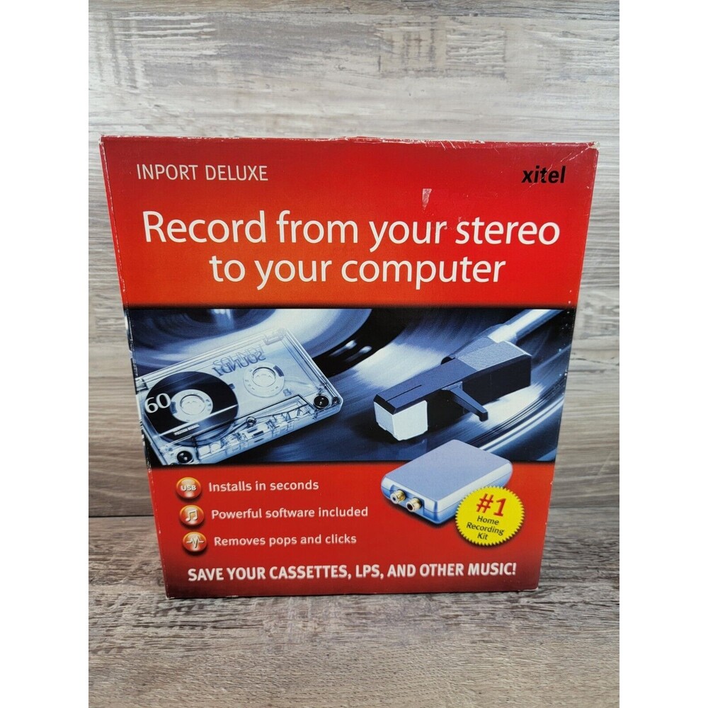 Xitel Inport Deluxe Stereo To PC Audio Recording Kit Converter Cassette Complete